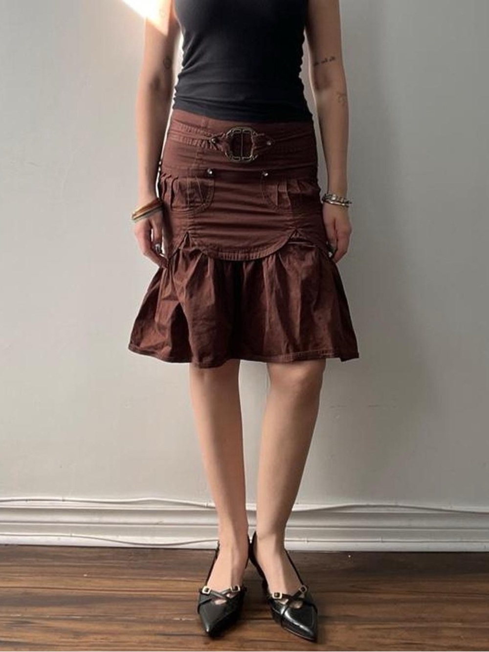 Size T36 (4/Small) Brown Morgan de Toi Midi Skirt